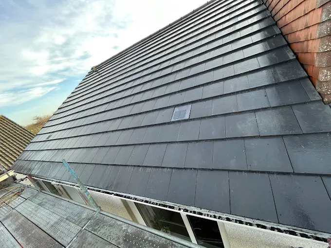 Completed slate roof replacement in Falkirk, Central Scotland