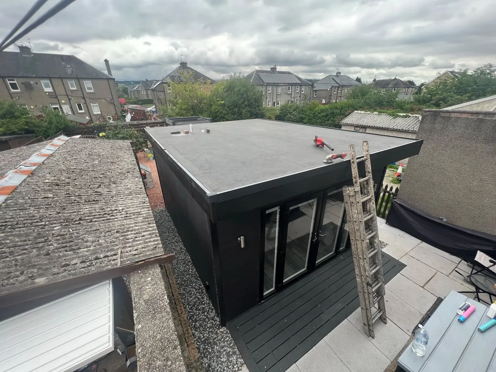 Completed flat roof on a garden room by AGM Roofing